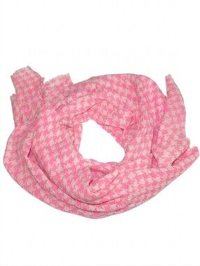 Gap Small Houndstooth Lightweight Scarf Neon Malibu Pink Cotton Fall Wool Blend